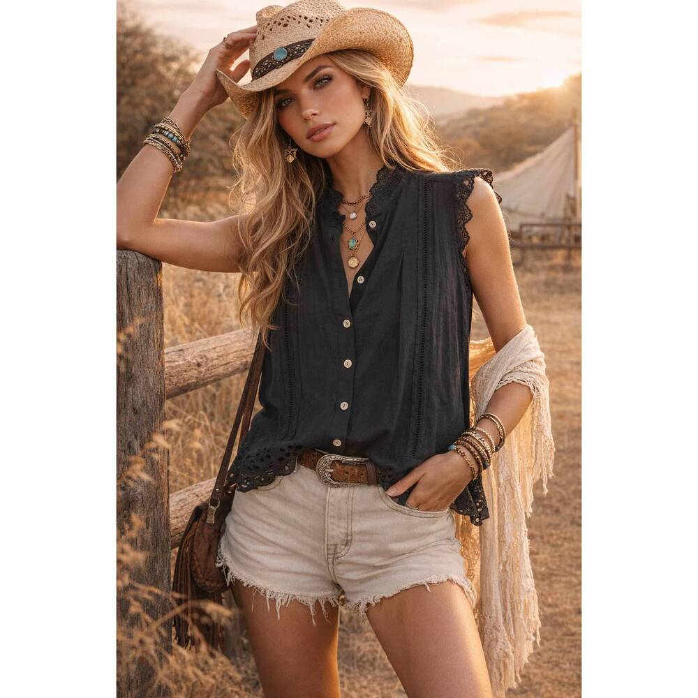NEW THE NU VINTAGE belle lace blouse in noir